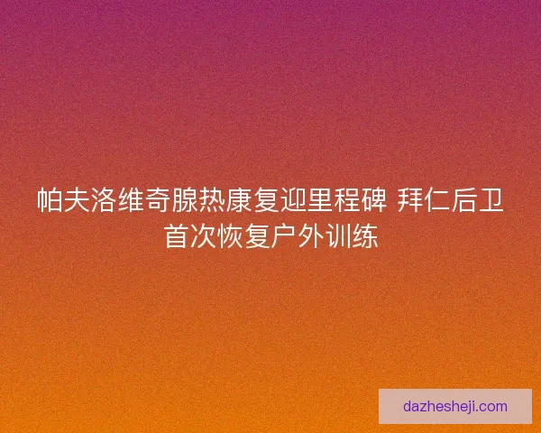帕夫洛维奇腺热康复迎里程碑 拜仁后卫首次恢复户外训练